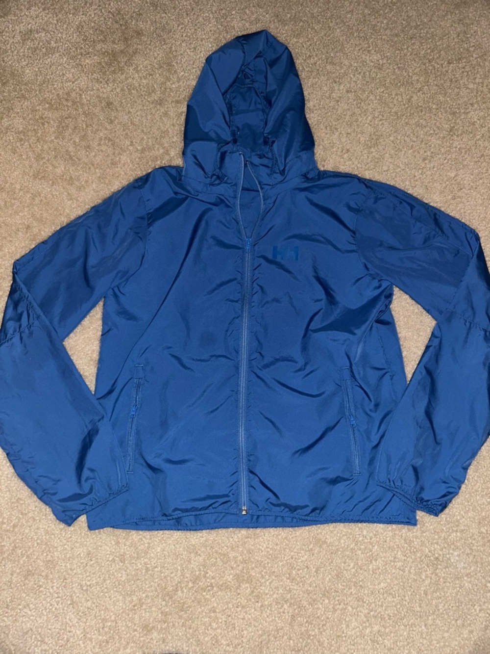 Helly Hansen Blue Hooded Windbreaker Jacket